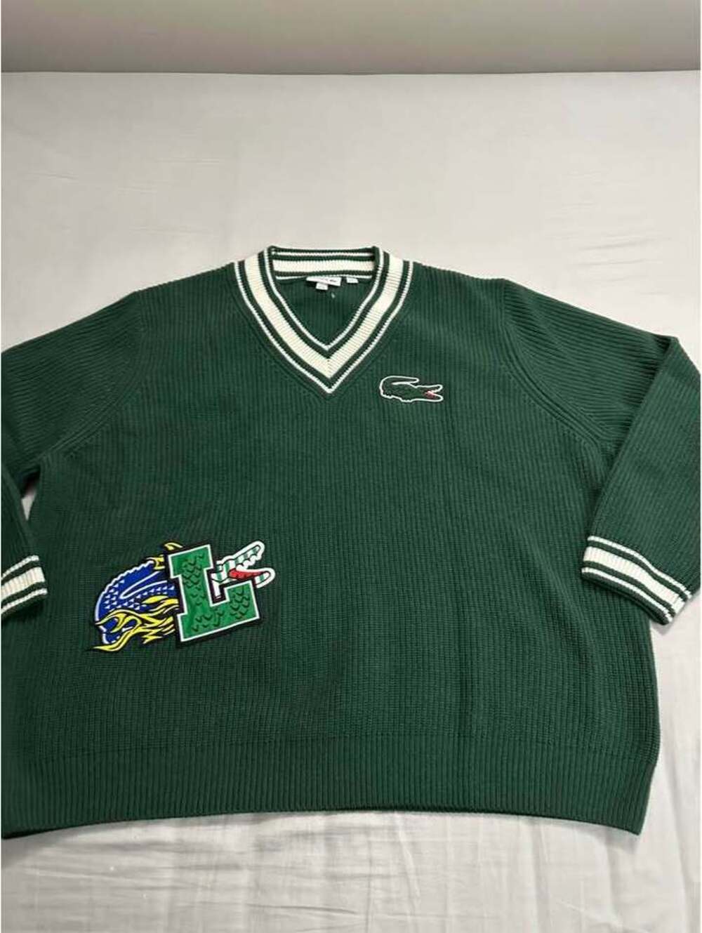 Lacoste Comic Bagde Sweater 100% Wool Mens Size 4XL Brand New w/o Tag $200